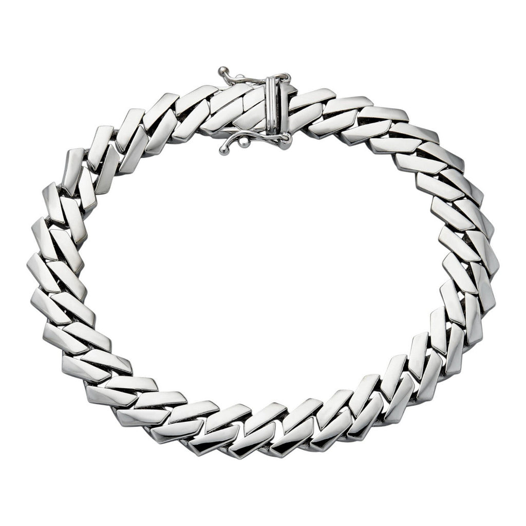 Monaco Prong Cuban Bracelet HOLLOW - Rhodium Finish 925 Sterling Silver - 7"-9" - 9mm-13mm