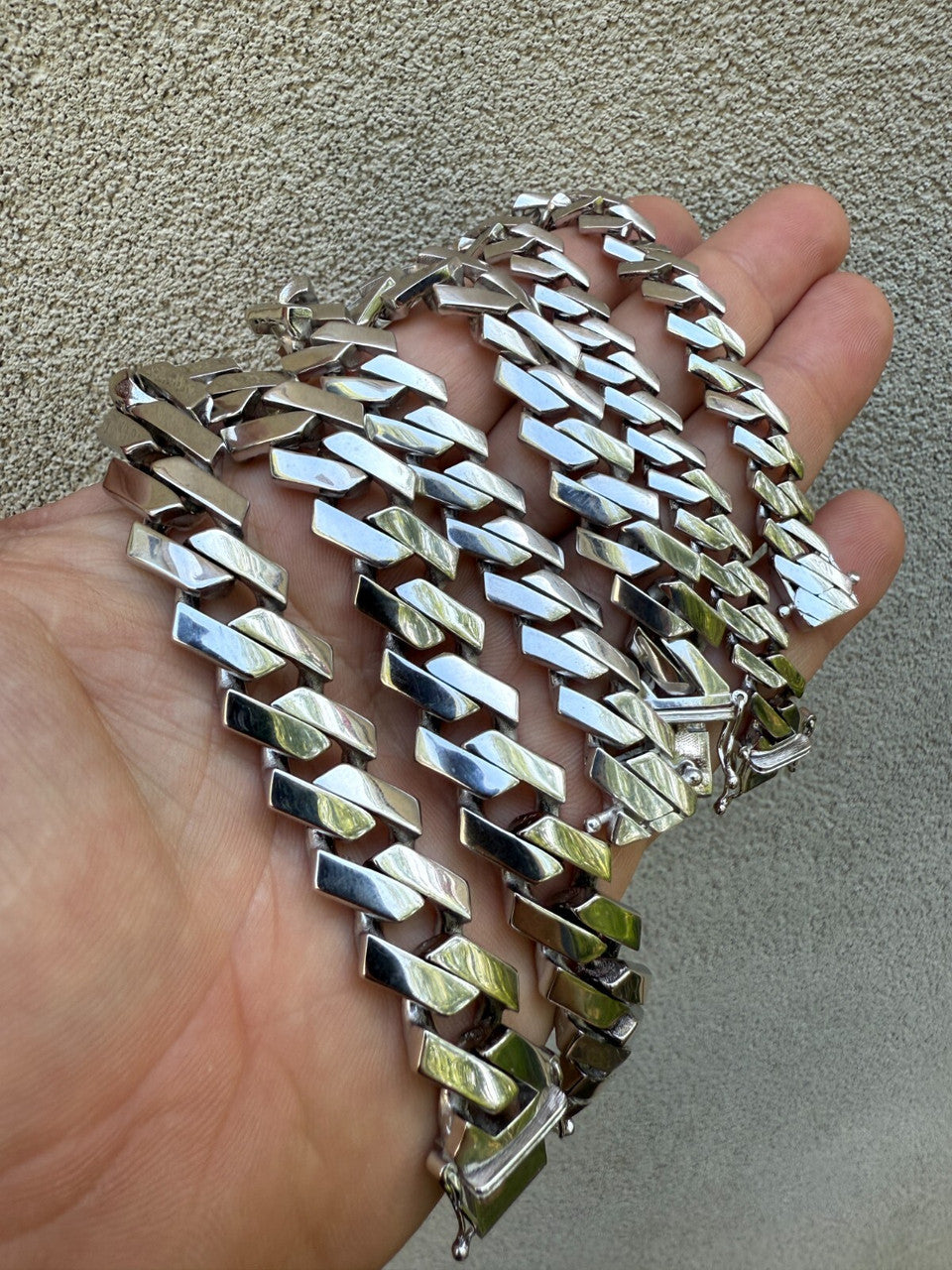 Monaco Prong Cuban Bracelet HOLLOW - Rhodium Finish 925 Sterling Silver - 7"-9" - 9mm-13mm