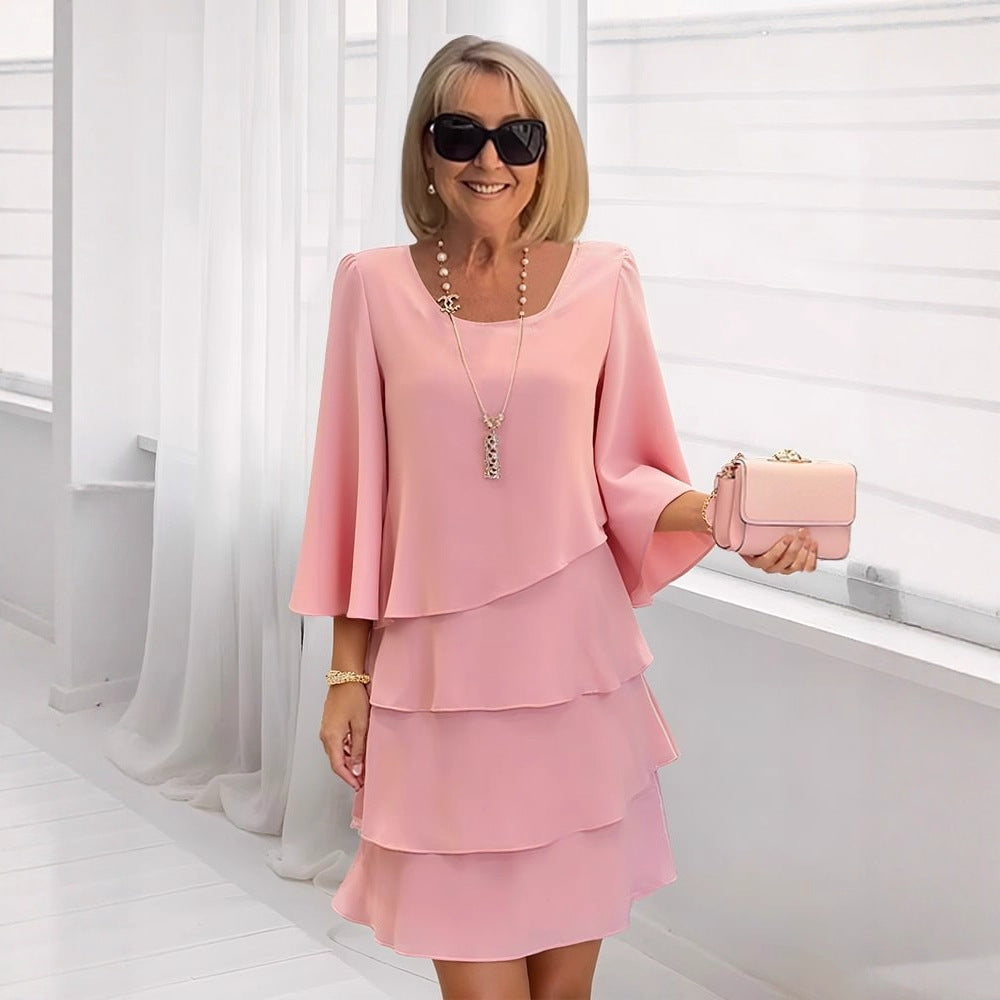 María – Elegante vestido midi con volantes