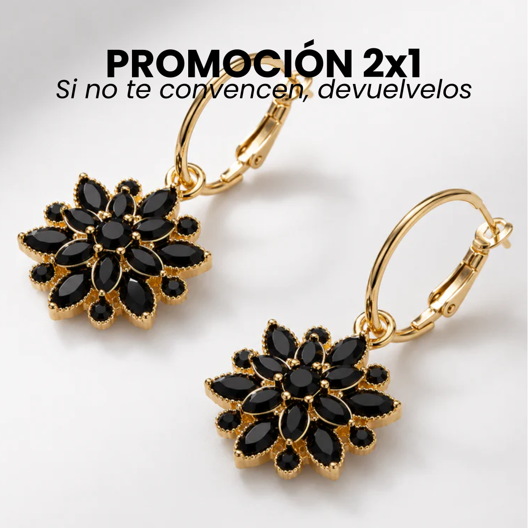 PROMO 2x1 Pendientes Flor Negra