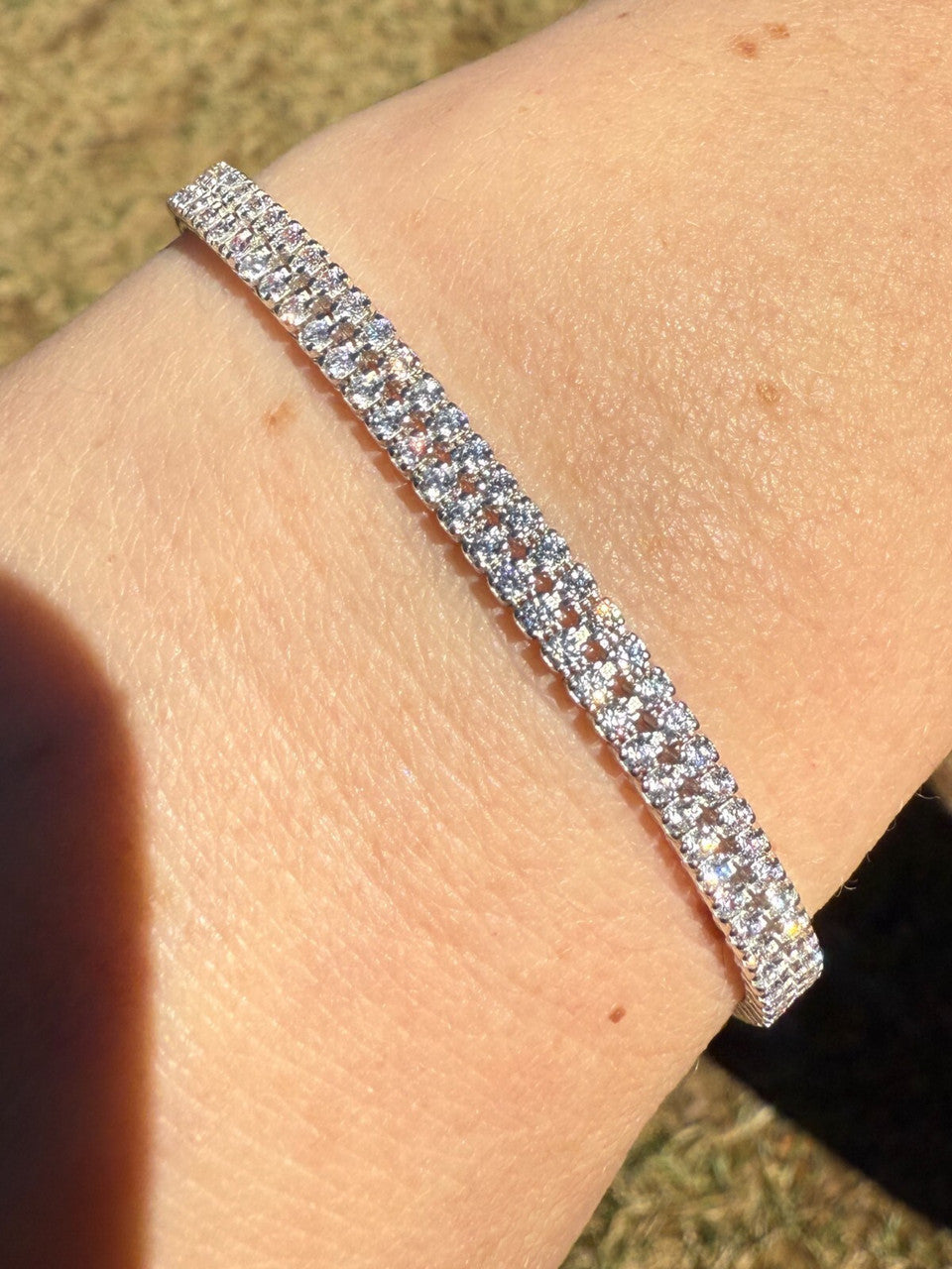 Real 925 Sterling Silver Micro Two Row 4.5mm Tennis Bracelet CZ 6-8" Iced
