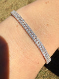 Real 925 Sterling Silver Micro Two Row 4.5mm Tennis Bracelet CZ 6-8" Iced