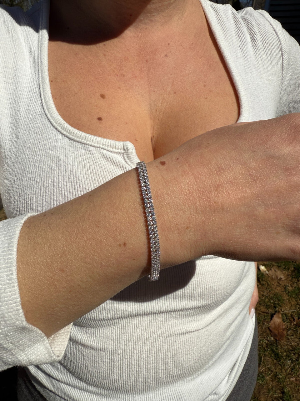 Real 925 Sterling Silver Micro Two Row 4.5mm Tennis Bracelet CZ 6-8" Iced