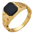 Miami Cuban Ring - 14k Gold Vermeil 925 Silver - Genuine Black Onyx Stone