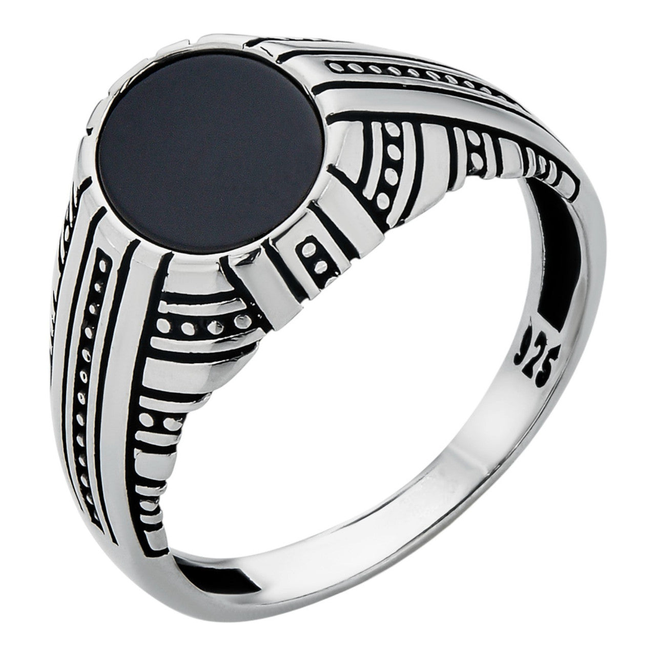 Navajo Tribe Ring - 925 Silver Oxidized - Genuine Black Onyx Stone