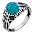 Navajo Tribe Ring - 925 Silver Oxidized - Genuine Blue Turquoise Stone