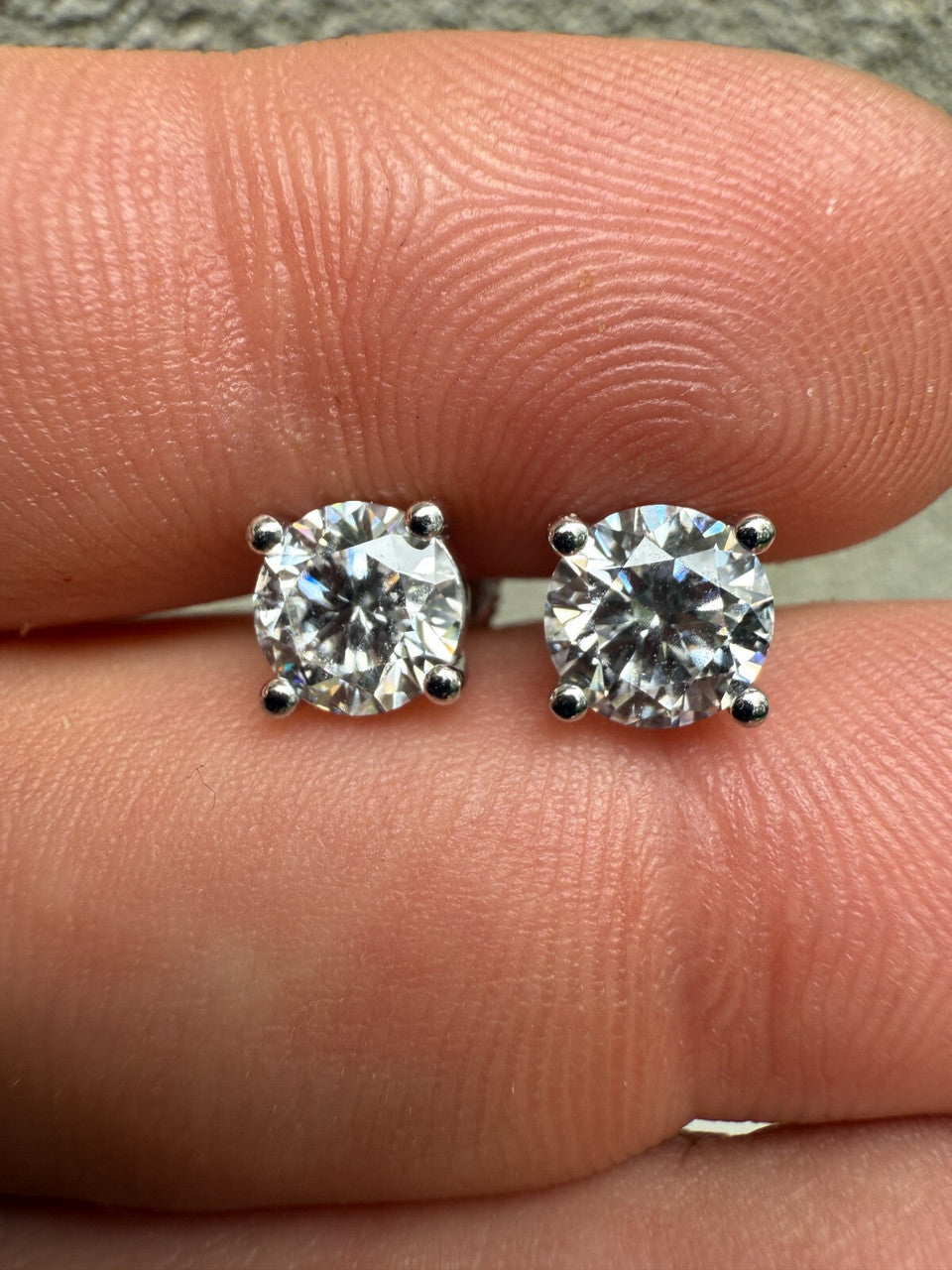 2ct Real DIAMOND Stud Earrings - 14k White Gold - 6.5mm