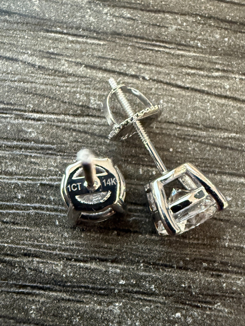 2ct Real DIAMOND Stud Earrings - 14k White Gold - 6.5mm