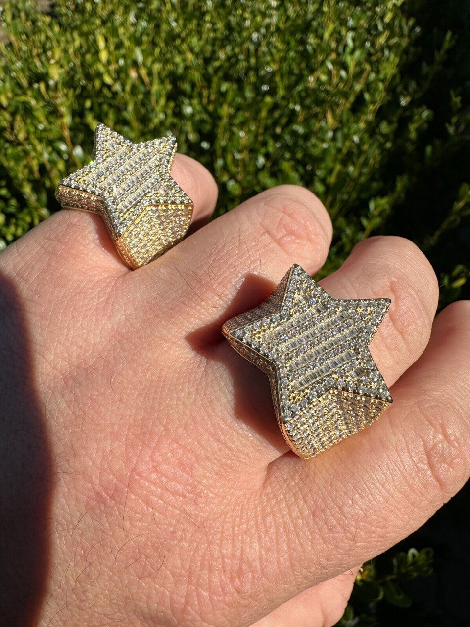 Baguette Rap Star Ring - 14k Gold Vermeil 925 Silver - CZ Stones