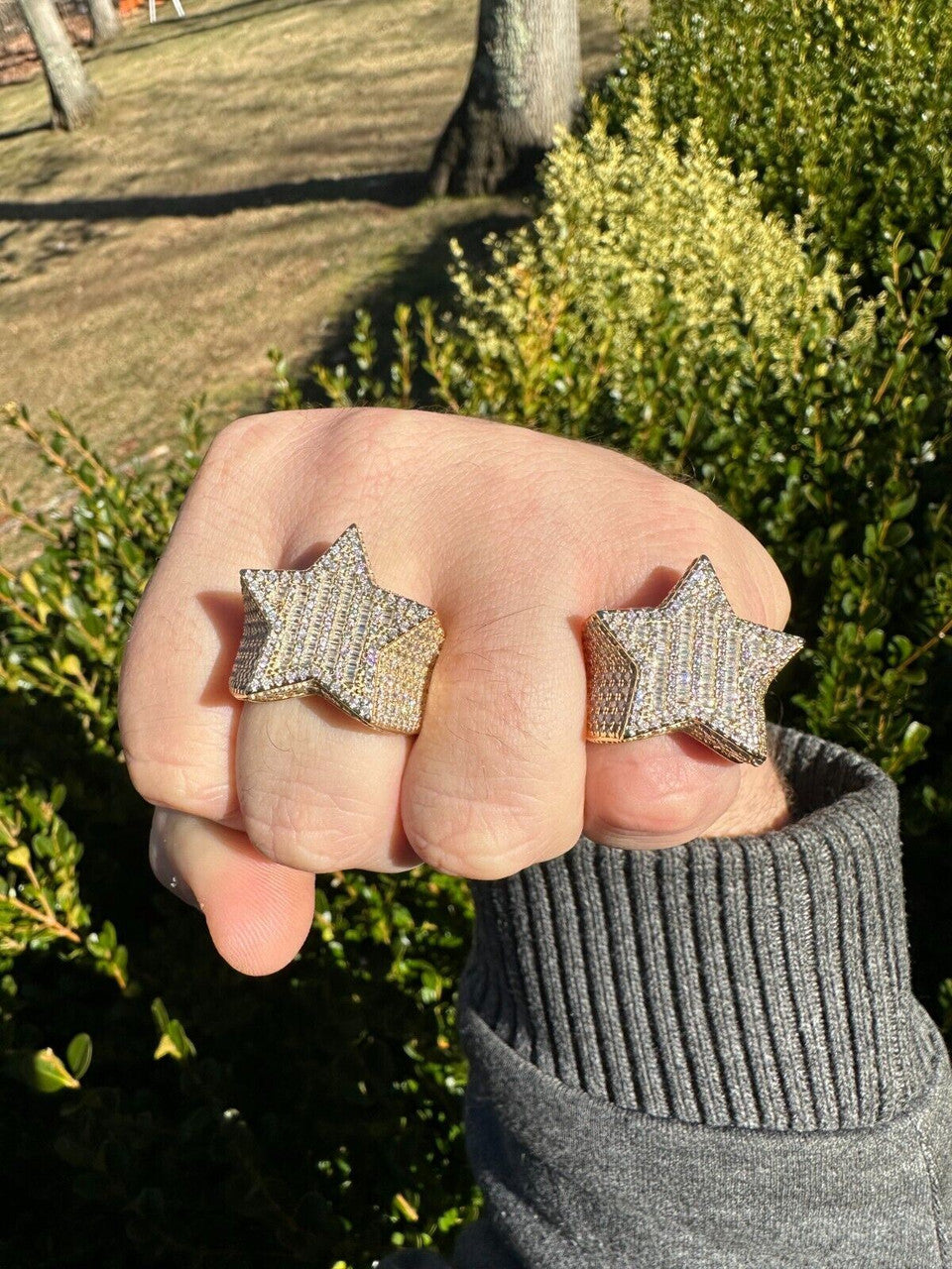 Baguette Rap Star Ring - 14k Gold Vermeil 925 Silver - CZ Stones