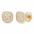 MOISSANITE Square Iced Out Earrings - 14k Gold Vermeil 925 Silver - 7mm