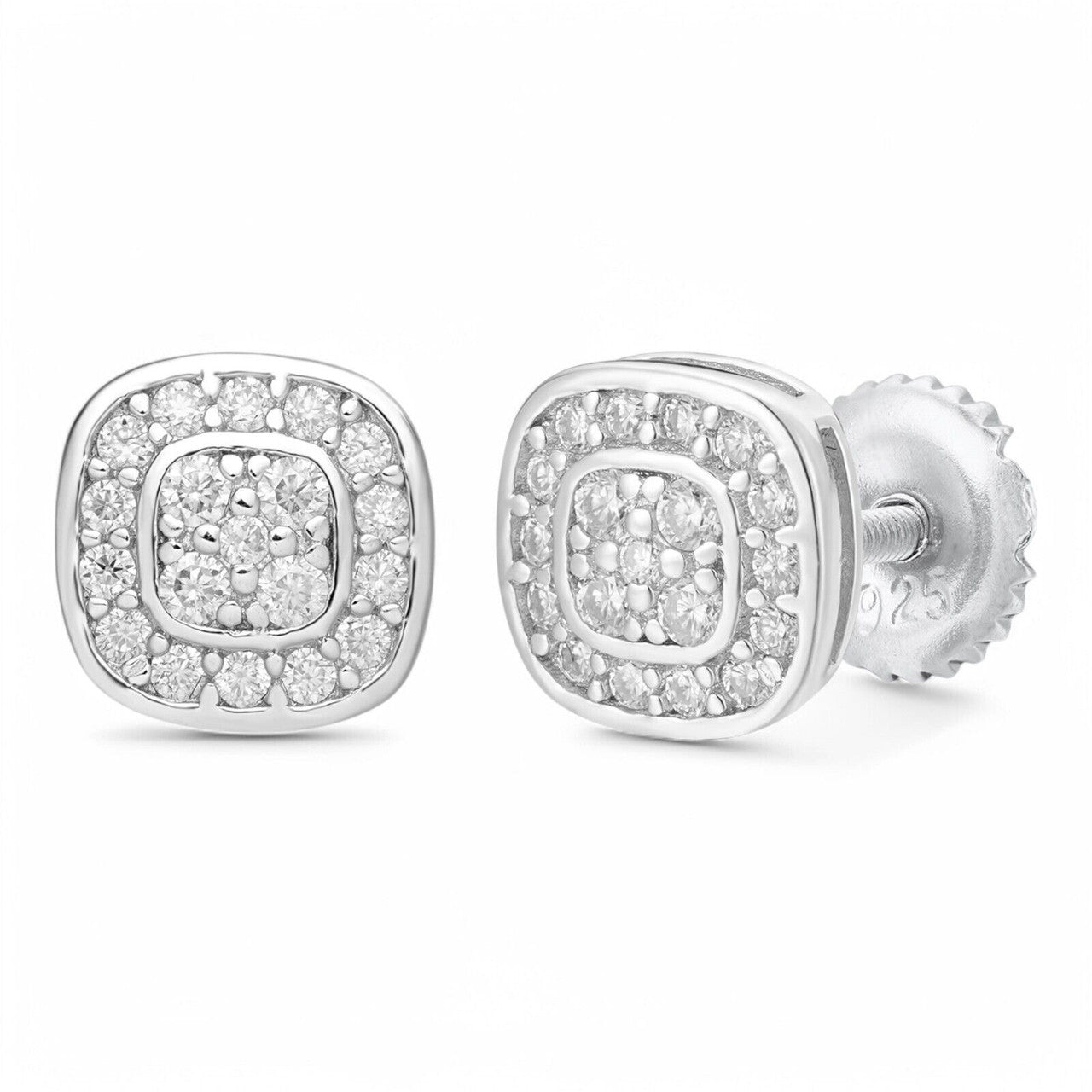MOISSANITE Square Iced Out Earrings - 925 Silver - 7mm