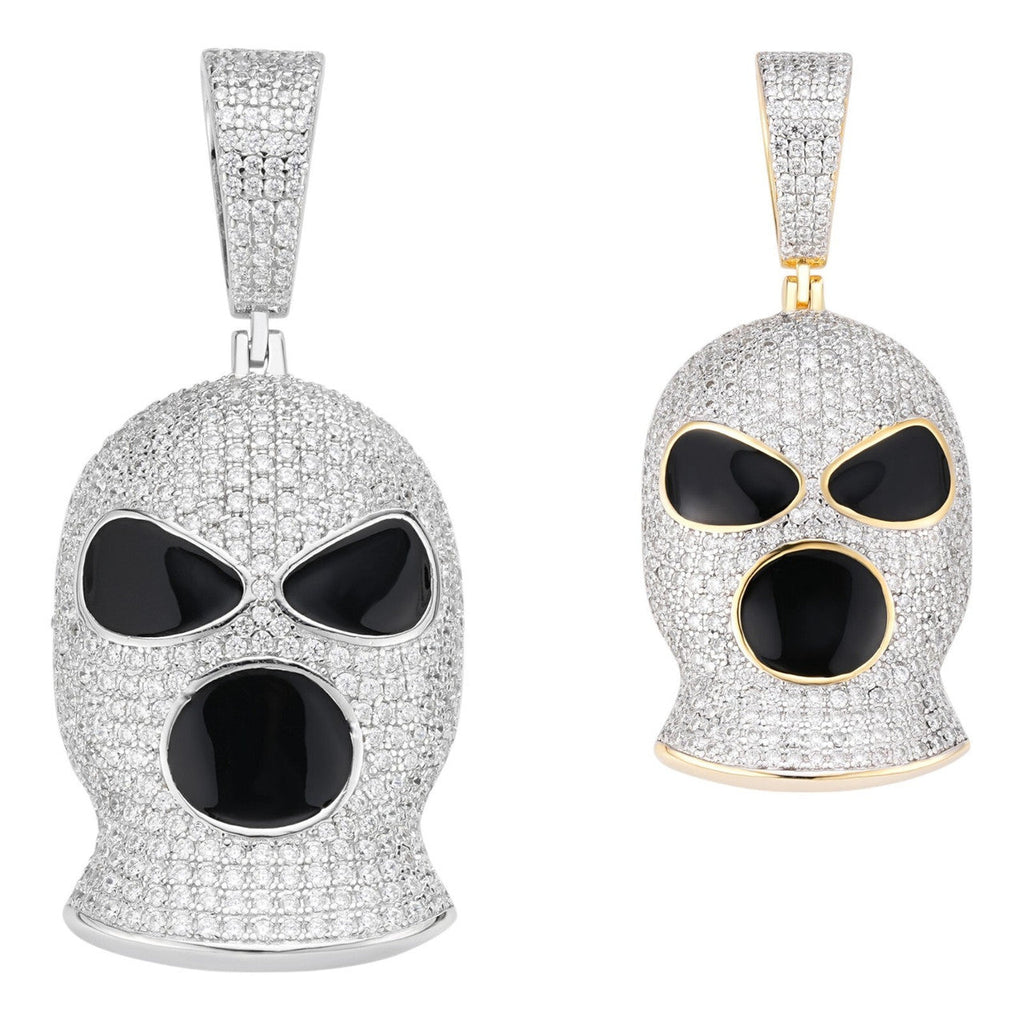 MOISSANITE Ski Mask Goon Iced Out Pendant - 14k Yellow Gold Vermeil Or 925 Silver - Medium 1.75"