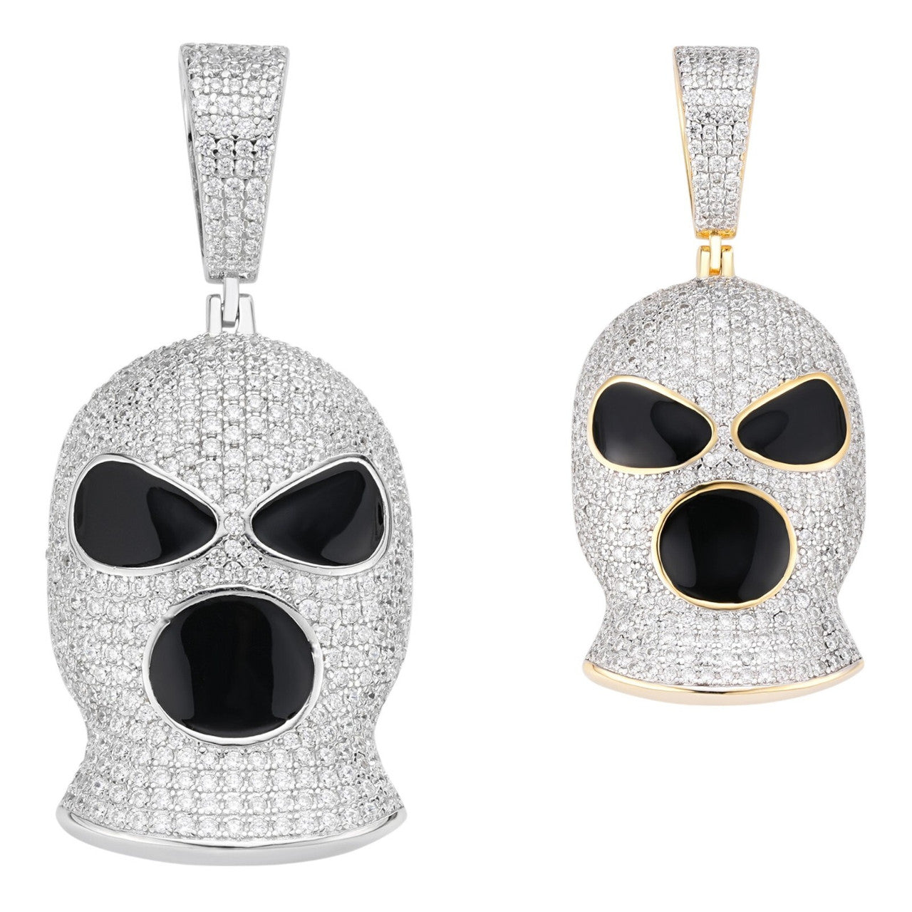 MOISSANITE Ski Mask Goon Iced Out Pendant - 14k Yellow Gold Vermeil Or 925 Silver - Medium 1.75"