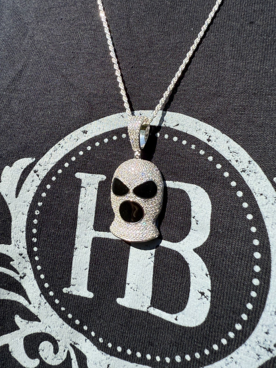 MOISSANITE Ski Mask Goon Iced Out Pendant - 14k Yellow Gold Vermeil Or 925 Silver - Medium 1.75"