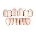 Real SOLID 14k Rose Gold 925 Sterling Silver Custom GRILLZ Teeth Top Bottom