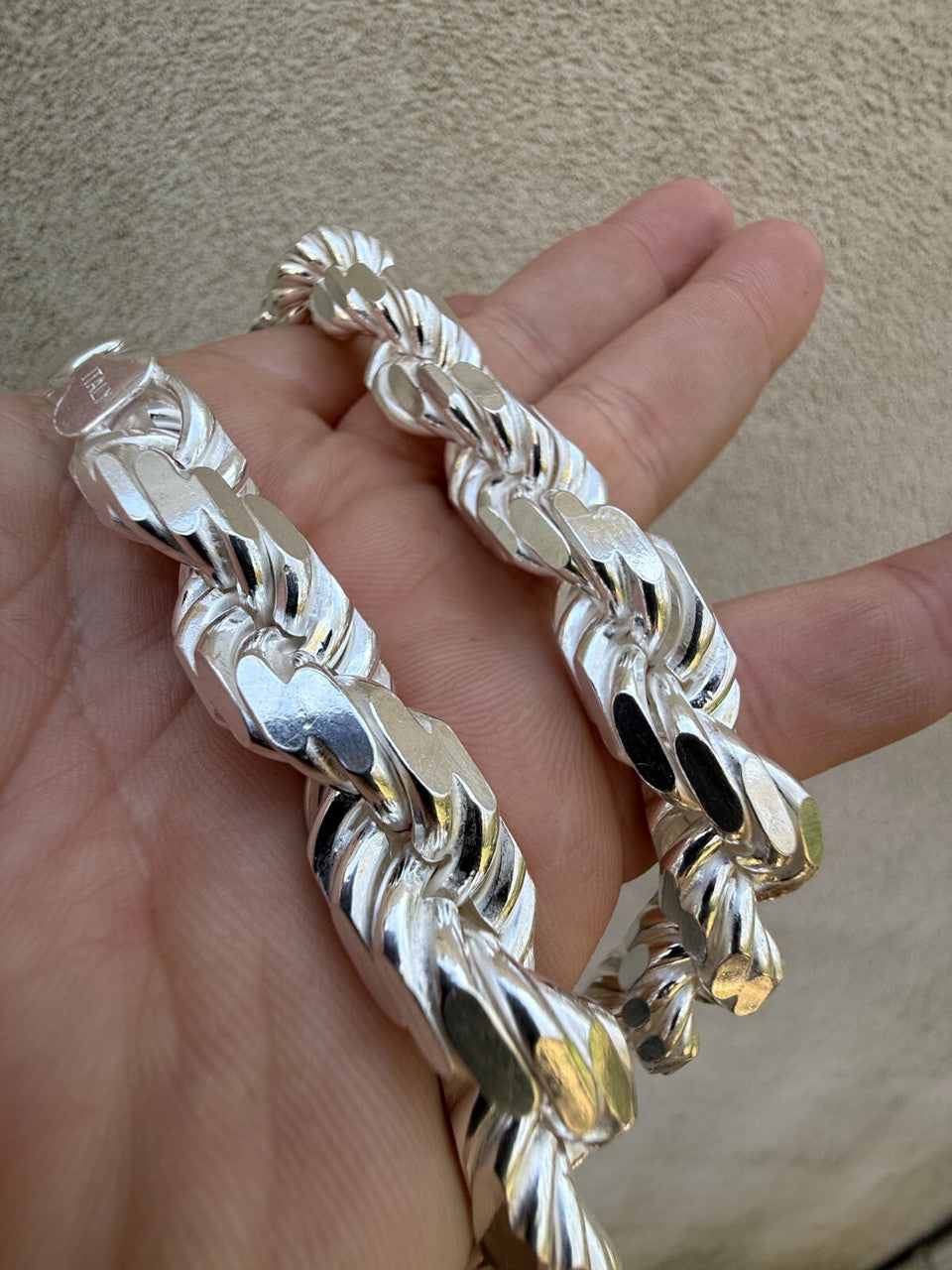 BIGGEST BOSS Rope Chain Necklace - 925 Sterling Silver - 18"-30" - 12.5mm