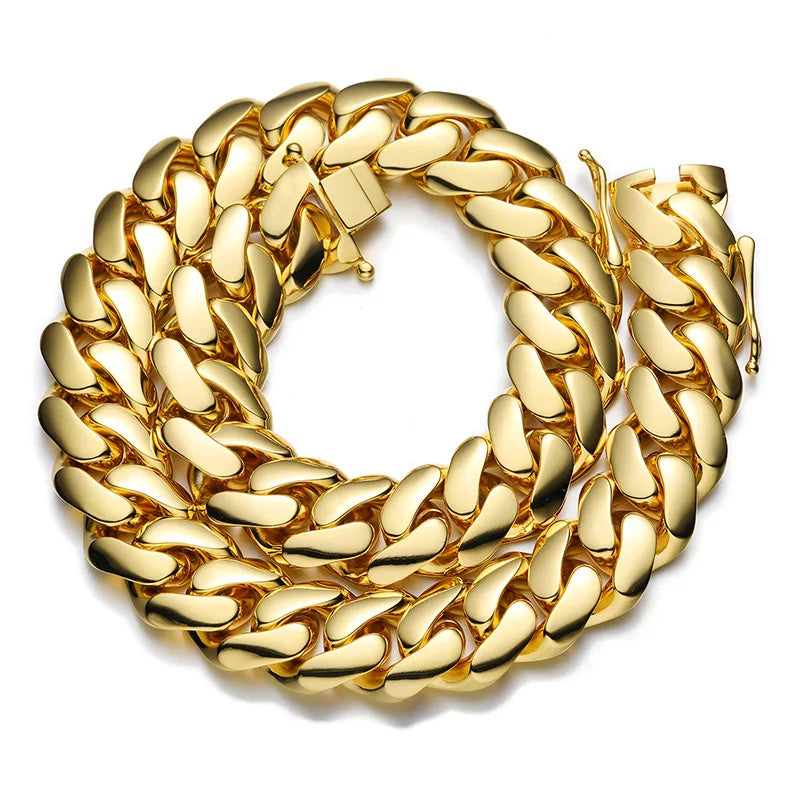 Cadena Cubana Miami 10–22mm — Baño de Oro 18K | No se Destiñe