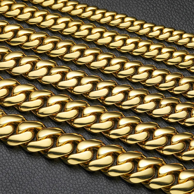 Cadena Cubana Miami 10–22mm — Baño de Oro 18K | No se Destiñe