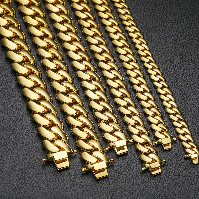 Cadena Cubana Miami 10–22mm — Baño de Oro 18K | No se Destiñe
