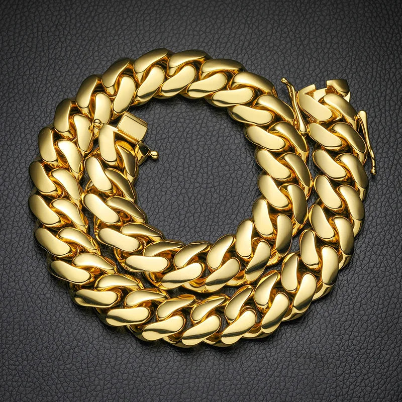 Cadena Cubana Miami 10–22mm — Baño de Oro 18K | No se Destiñe