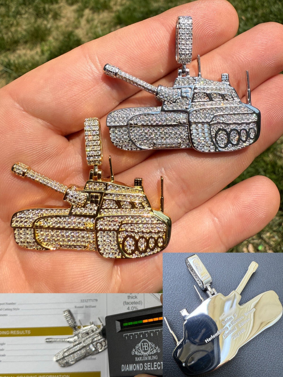 SERIES 6: Limited Edition Moissanite Army Tank Pendant Harlembling x Romeo Brown