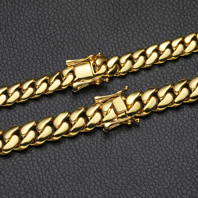 Cadena Cubana Miami 10–22mm — Baño de Oro 18K | No se Destiñe