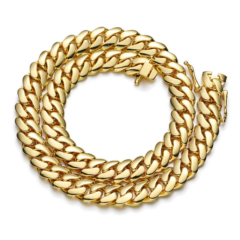 Cadena Cubana Miami 10–22mm — Baño de Oro 18K | No se Destiñe
