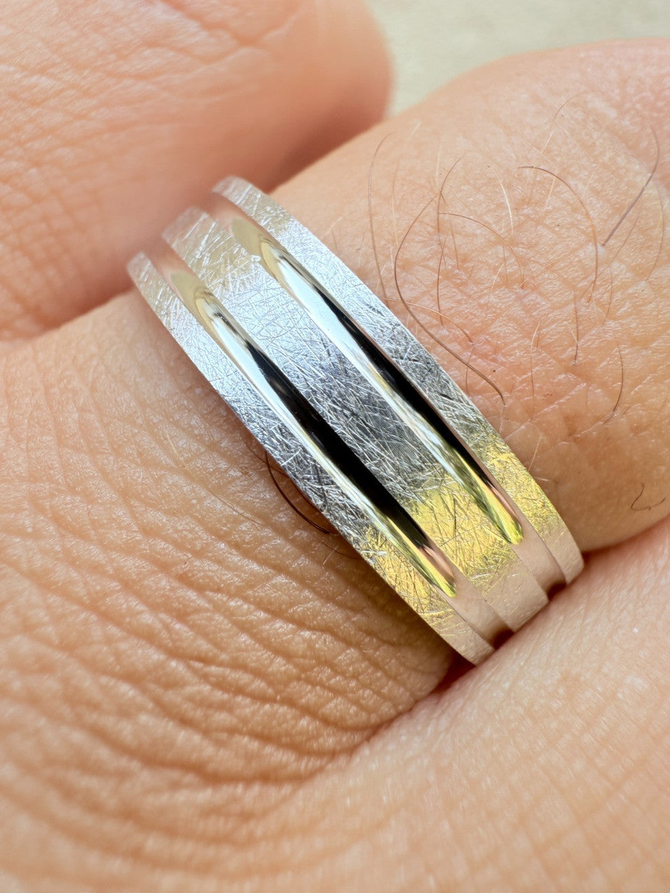 Scraped Brushed Wedding Band Ring - 925 Silver - Plain