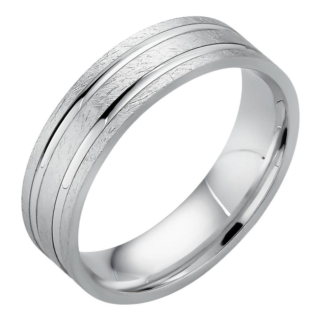 Scraped Brushed Wedding Band Ring - 925 Silver - Plain