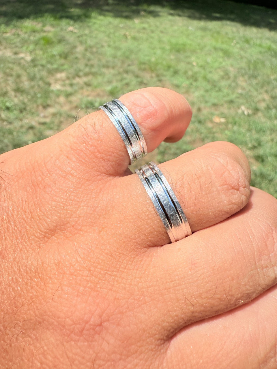 Scraped Brushed Wedding Band Ring - 925 Silver - Plain