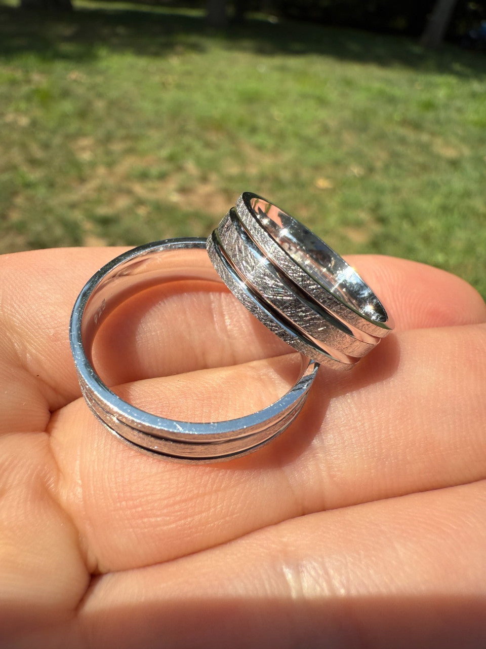 Scraped Brushed Wedding Band Ring - 925 Silver - Plain