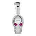 Real Solid 925 Silver Skull W. Red Eyes Pendant Men Or Ladies Emo Goth Necklace