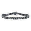 Modern Black Franco Link Bracelet W. Box Lock - Black Rhodium Over 925 Sterling Silver - 7"-9" - 6mm