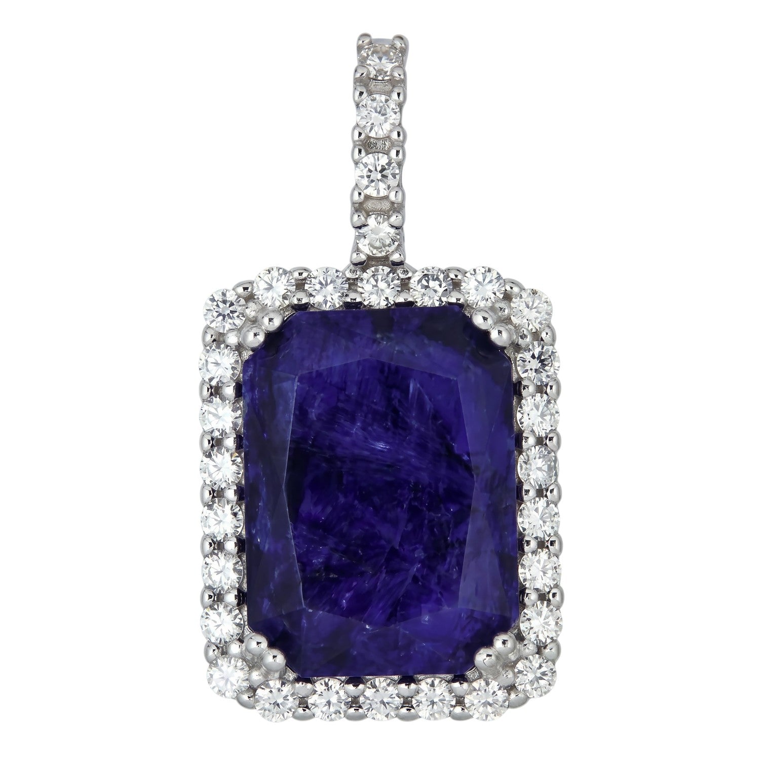 MOISSANITE Royalty Midnight Ocean Pendant - 925 Silver - Genuine Blue Sapphire Stone