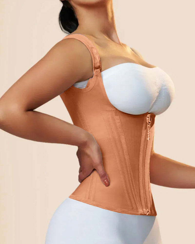 Faja Chaleco Reductora con Varillas de Acero y Tirantes Regulables