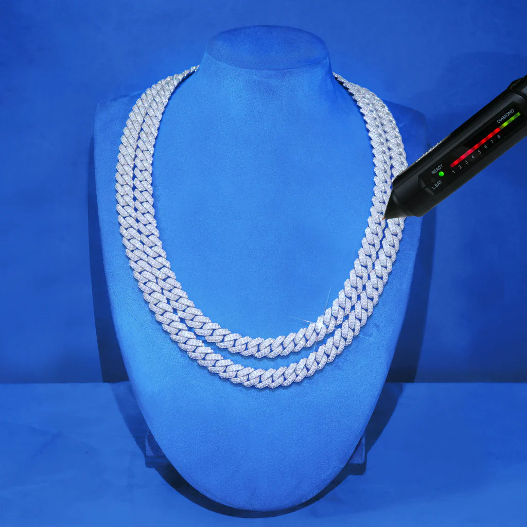 Cadena Cubana VVS Moissanite 10mm Iced Out — Acero 316L | Pasa el Tester