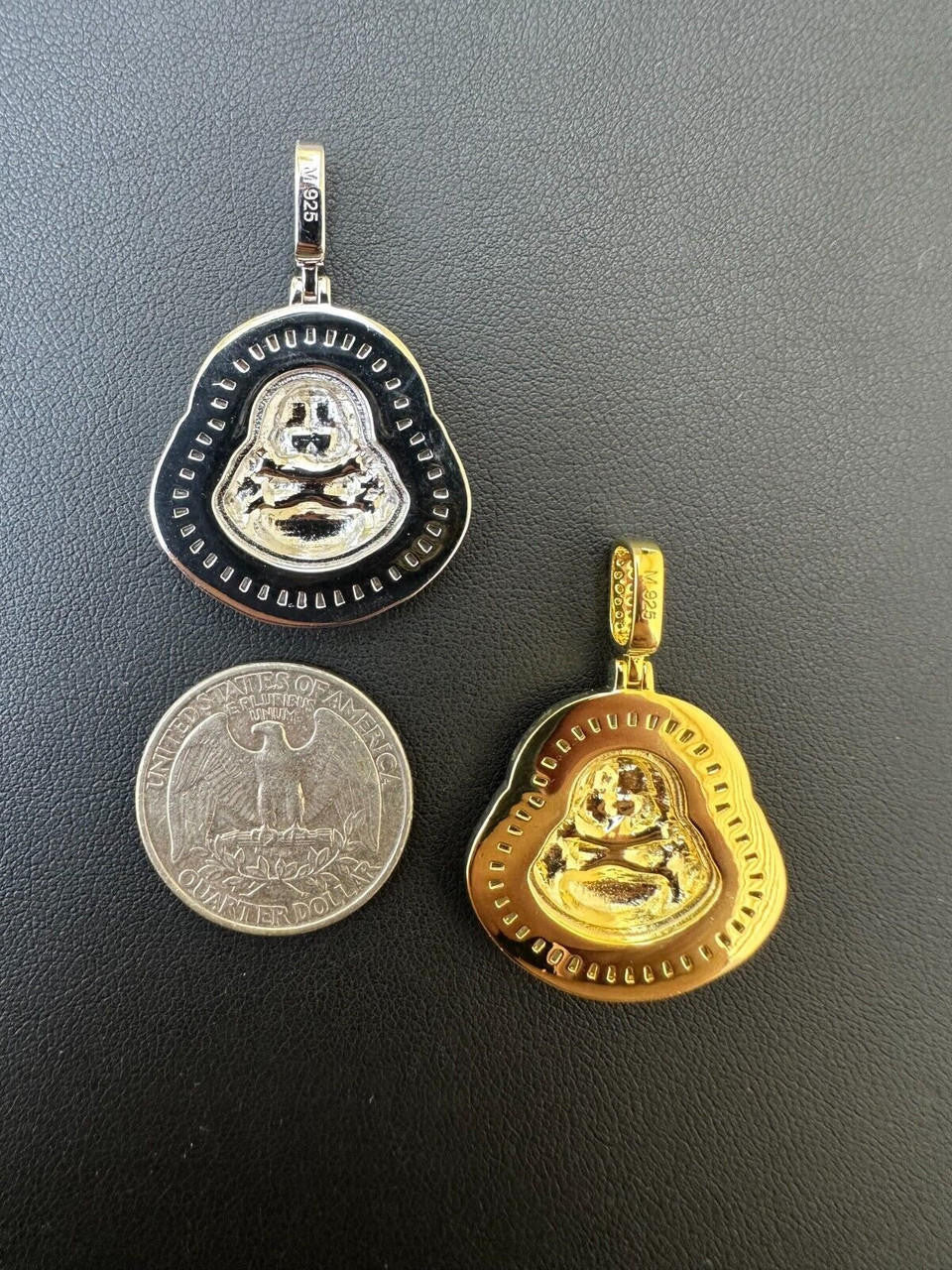 MOISSANITE Buddha Pendant - 14k Gold Vermeil Or 925 Silver - Small 1.5"