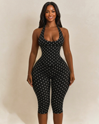 Conjunto Mono Capri de Lunares con Corsé Moldeador – Efecto Reloj de Arena