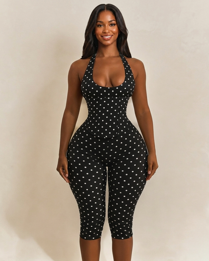 Conjunto Mono Capri de Lunares con Corsé Moldeador – Efecto Reloj de Arena