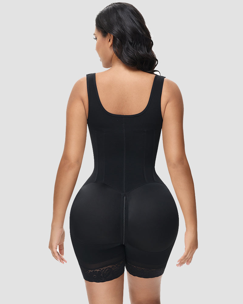 Faja Body con Cremallera Frontal y Pierna Media – Alta Compresión