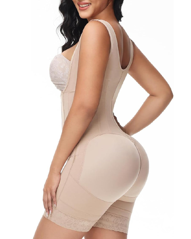 Faja Body con Cremallera Frontal y Pierna Media – Alta Compresión