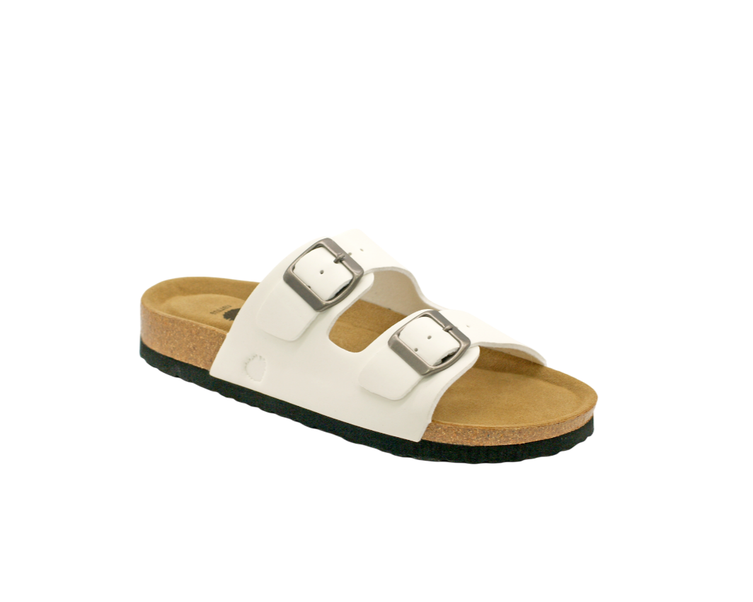 Sandalia de dos hebillas para mujer en color blanco