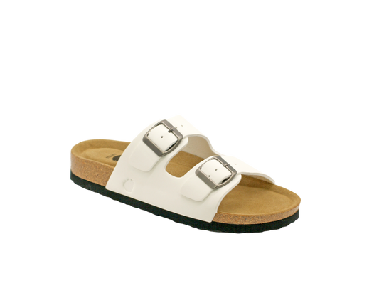 Sandalia de dos hebillas para mujer en color blanco