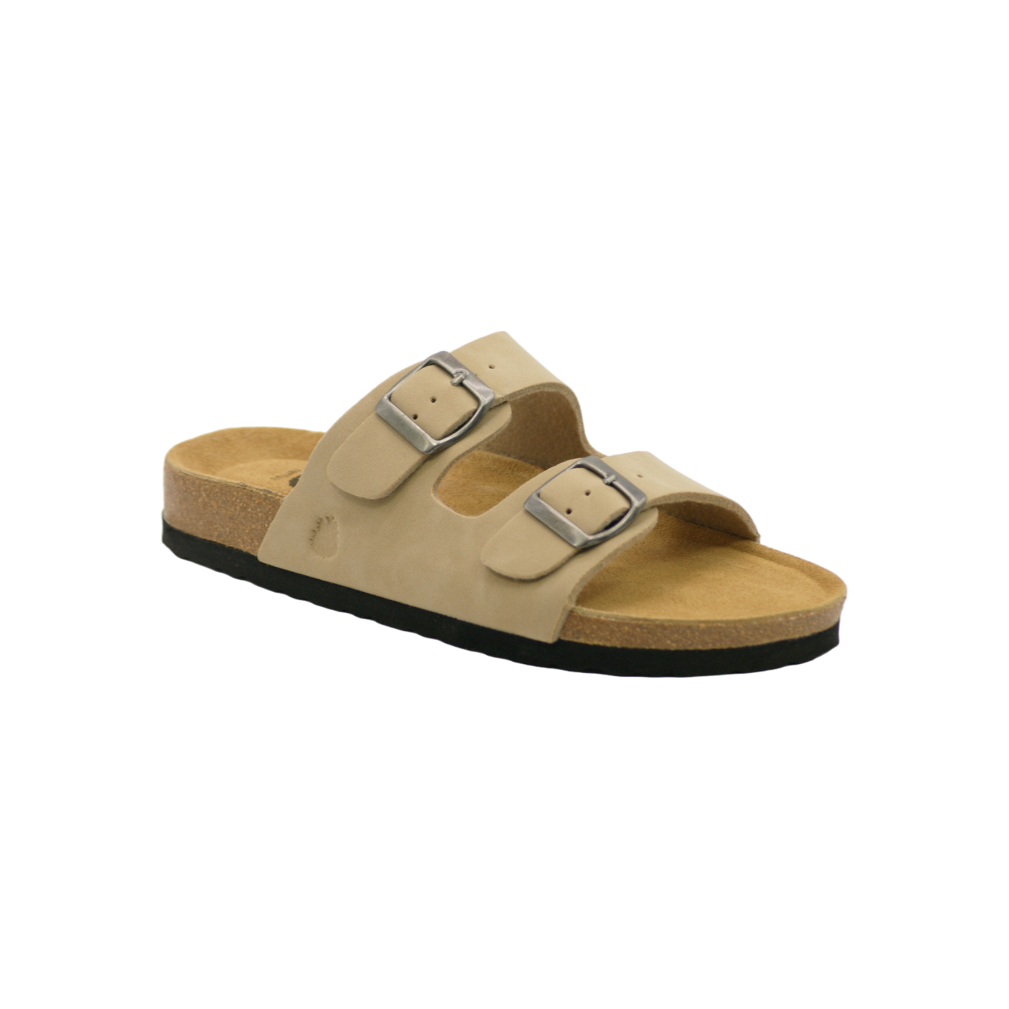 Sandalia de dos hebillas para mujer en color beige