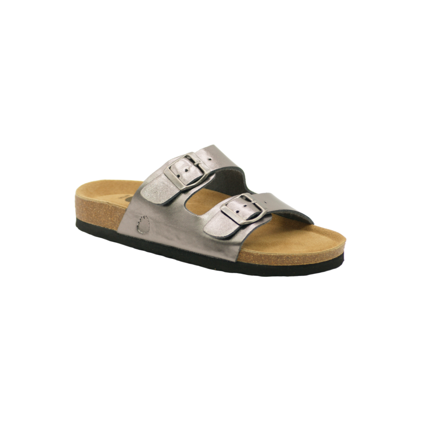 Sandalia de dos hebillas para mujer en color plomo