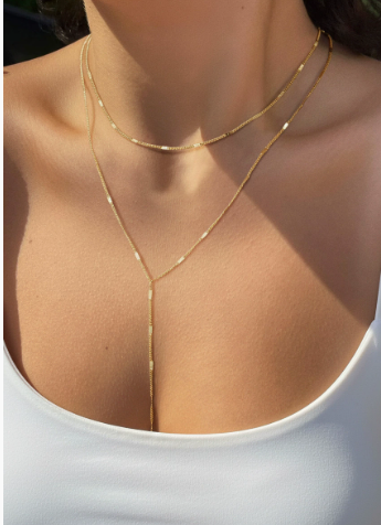 Collar doble cadena dorada - foto real del producto