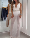 Vestido de Playa Costa Blanca – Escote en V con Abertura