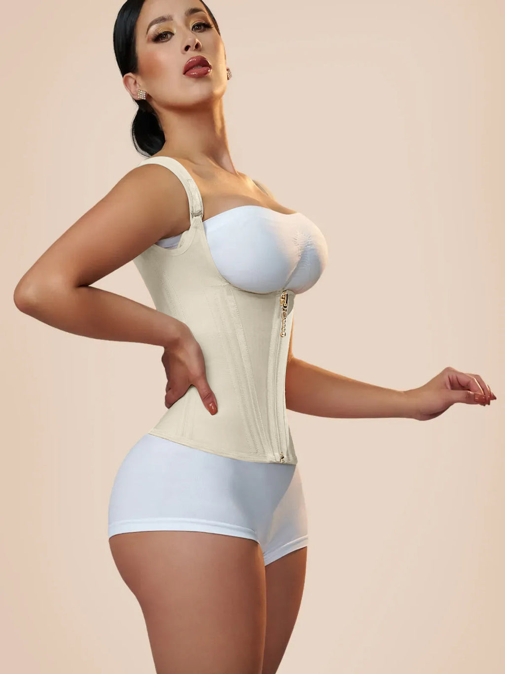 Faja Chaleco Reductora con Varillas de Acero y Tirantes Regulables