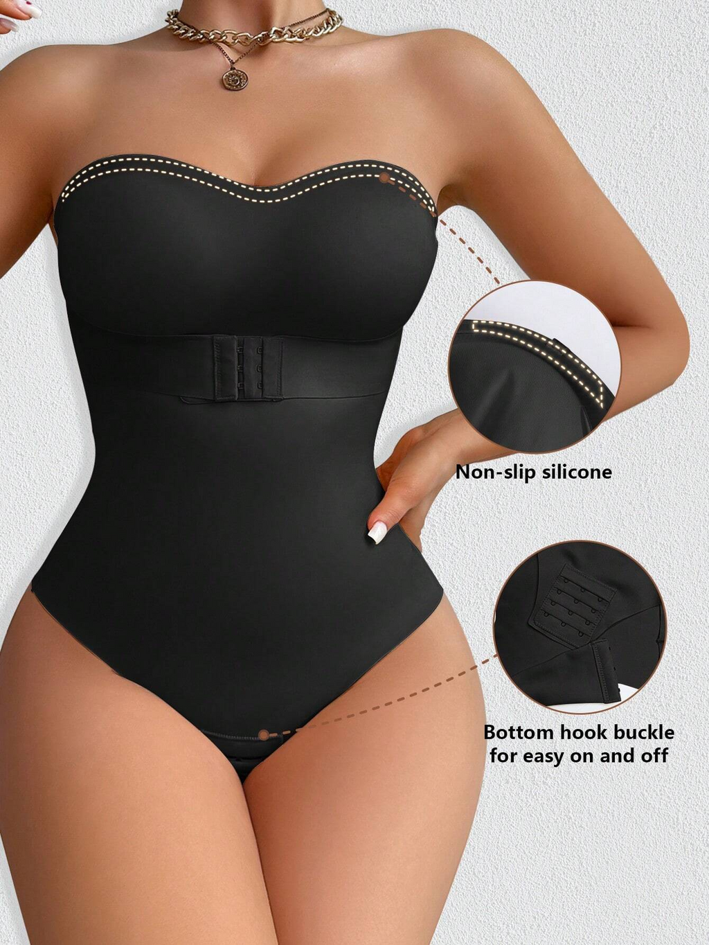 Body Faja Sin Tirantes Sin Costuras con Corte Tanga